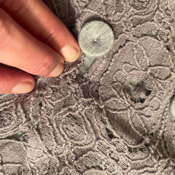 Anthropologie Hazel Lace Sweater Coat Jacket Belted Gray Medium M - Picture 11 of 16